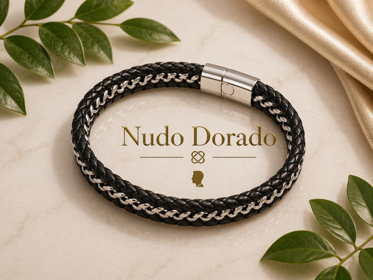 Pulsera Caballero Modelo Capaz Cuero y Acero