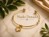Pulsera de Acero con Dije Blanco