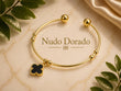 Pulsera Modelo Pulido Negro y Dorado Acero 316L