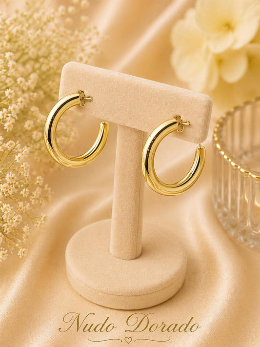 Aretes Estilo Greca Sólida Acero 316L Dorado